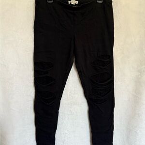 Guess Black Ripped Leggings